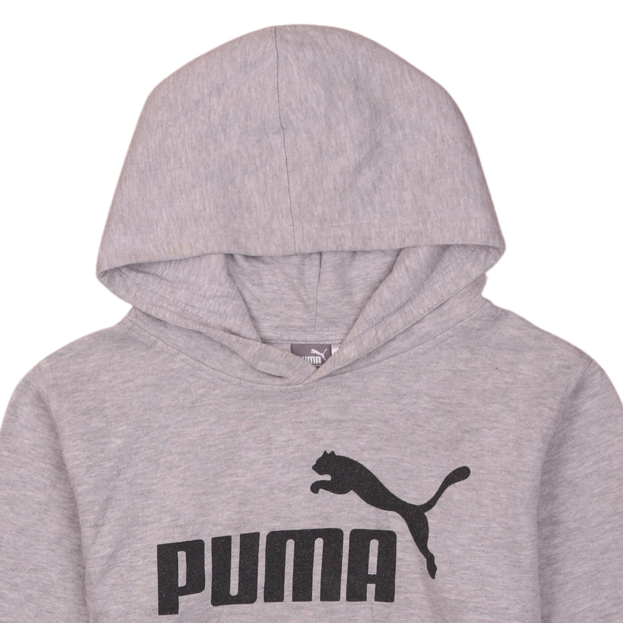 Puma Boys Grey Hoodie L 14-16 Pullover Fleece Cotton Blend Logo Print