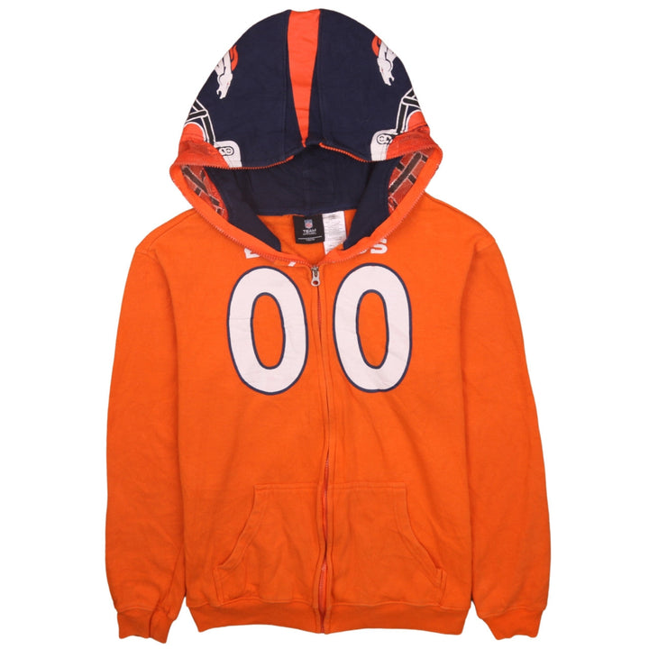 NFL Team Apparel Boys Orange Full Zip Hoodie XL 18 American Football Graphic
