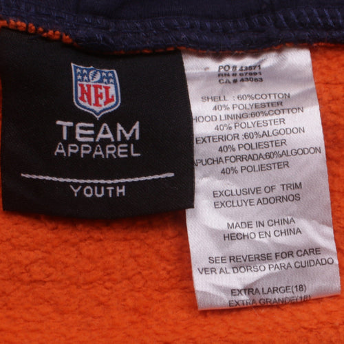 NFL Team Apparel Boys Orange Full Zip Hoodie XL 18 American Football Graphic