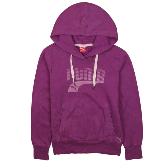 Puma Womens Purple Pullover Hoodie Size 8 Logo Graphic Sweatshirt
