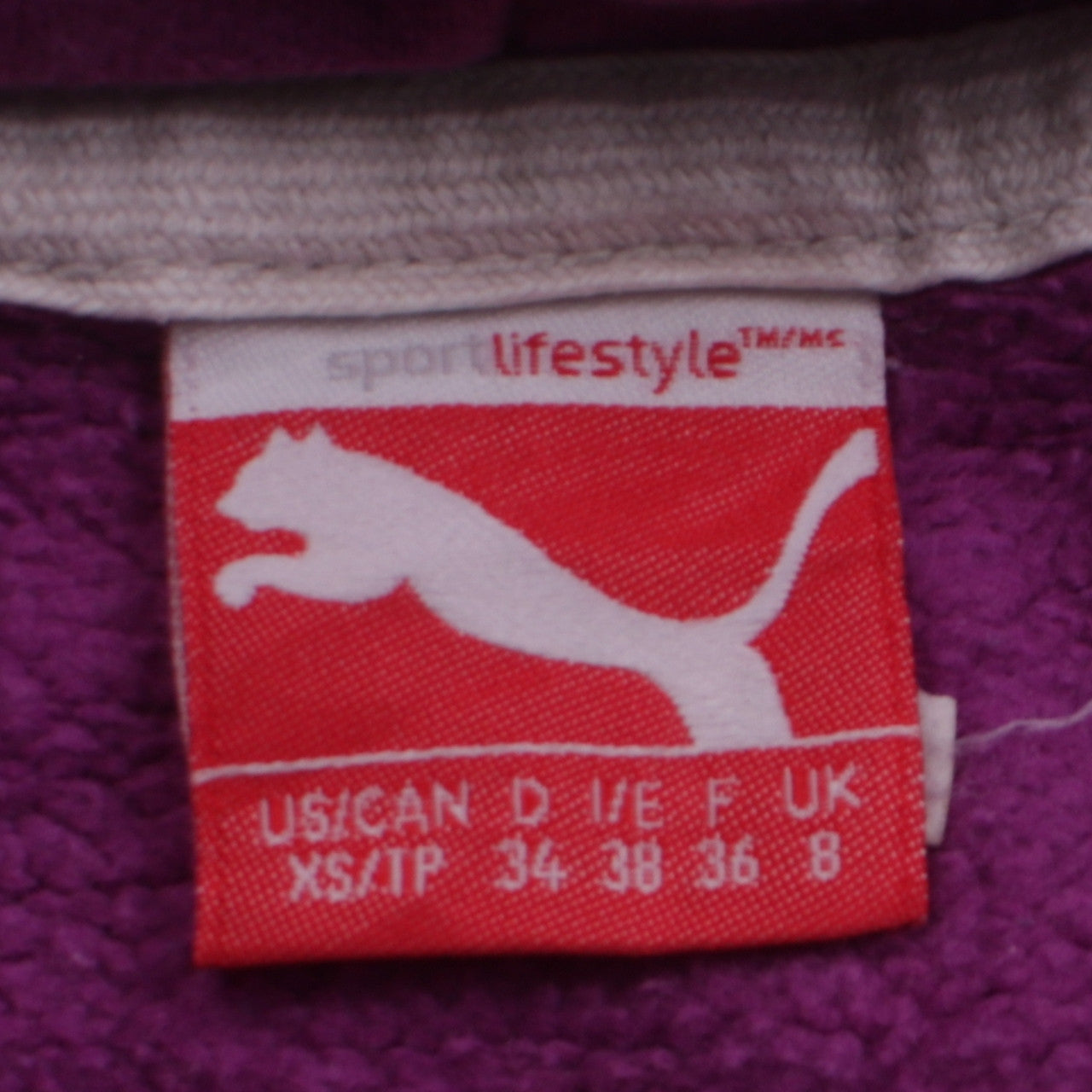 Puma Womens Purple Pullover Hoodie Size 8 Logo Graphic Sweatshirt
