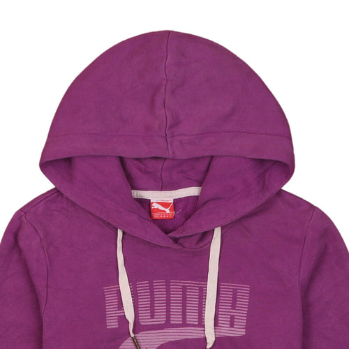 Puma Womens Purple Pullover Hoodie Size 8 Logo Graphic Sweatshirt