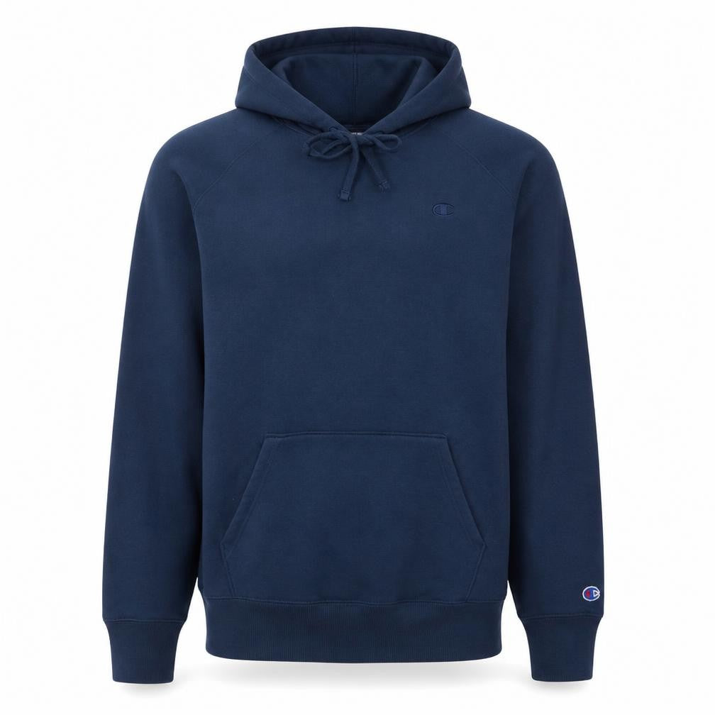 Front view of Champion Men's Blue Pullover Hoodie XL Fleece Sweatshirt