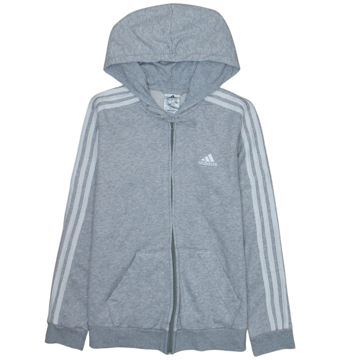 Adidas Women Grey Full Zip Hoodie Small 8-10 Hooded Sweatshirt