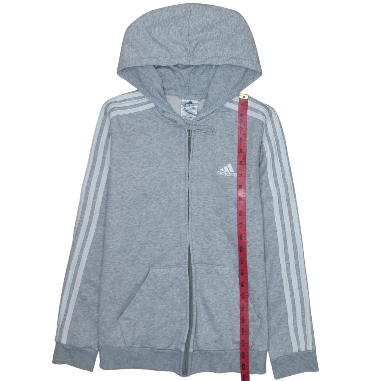 Adidas Women Grey Full Zip Hoodie Small 8-10 Hooded Sweatshirt