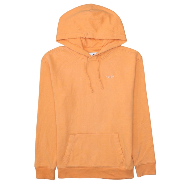 Hollister Men's Orange Pullover Hoodie Size S Fleece Logo Sweatshirt