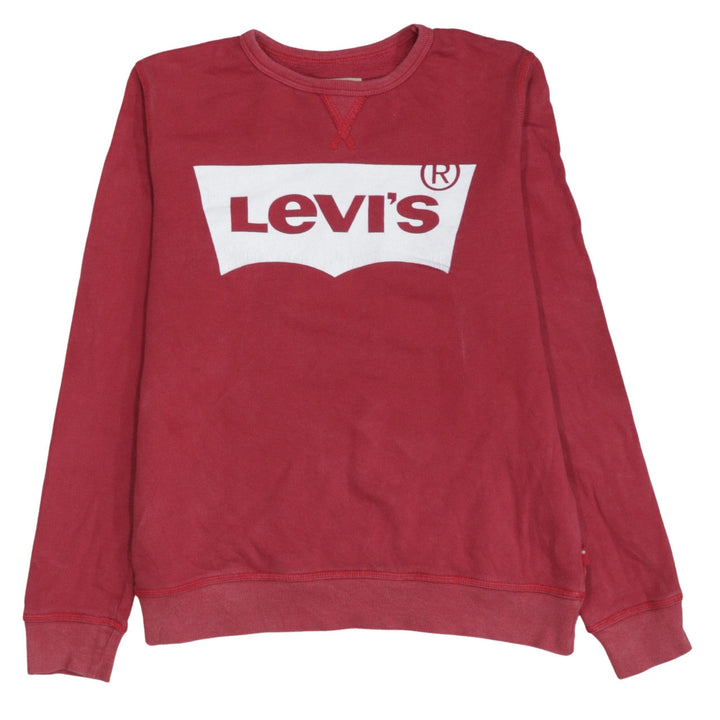 Levi's Boys Red Logo Crew Neck Sweatshirt Size 16 Regular Fit Cotton