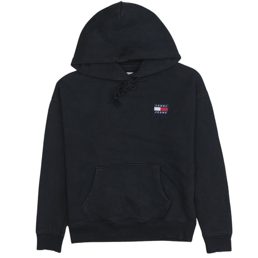 Tommy Jeans Women Black Small Pullover Hoodie Cotton Logo Casual