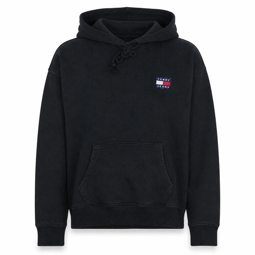 Tommy Jeans Women Black Small Pullover Hoodie Cotton Logo Casual