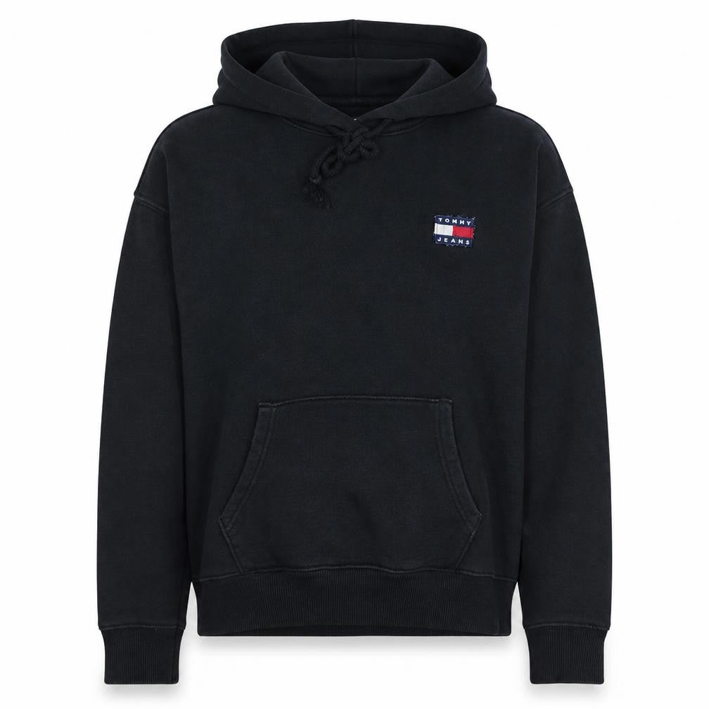 Tommy Jeans Women Black Small Pullover Hoodie Cotton Logo Casual