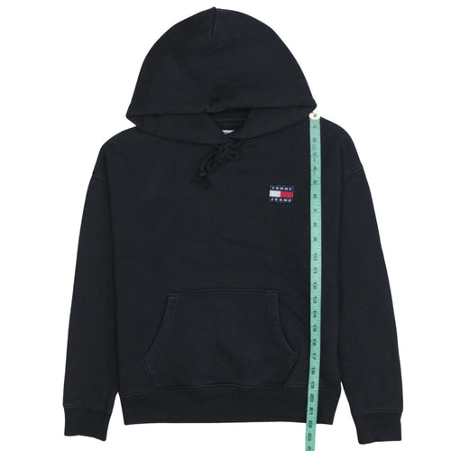 Tommy Jeans Women Black Small Pullover Hoodie Cotton Logo Casual