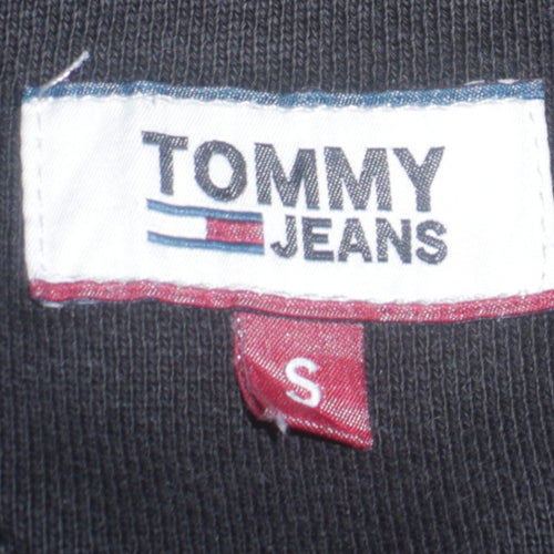 Tommy Jeans Women Black Small Pullover Hoodie Cotton Logo Casual