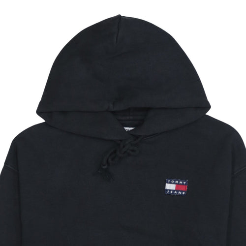 Tommy Jeans Women Black Small Pullover Hoodie Cotton Logo Casual