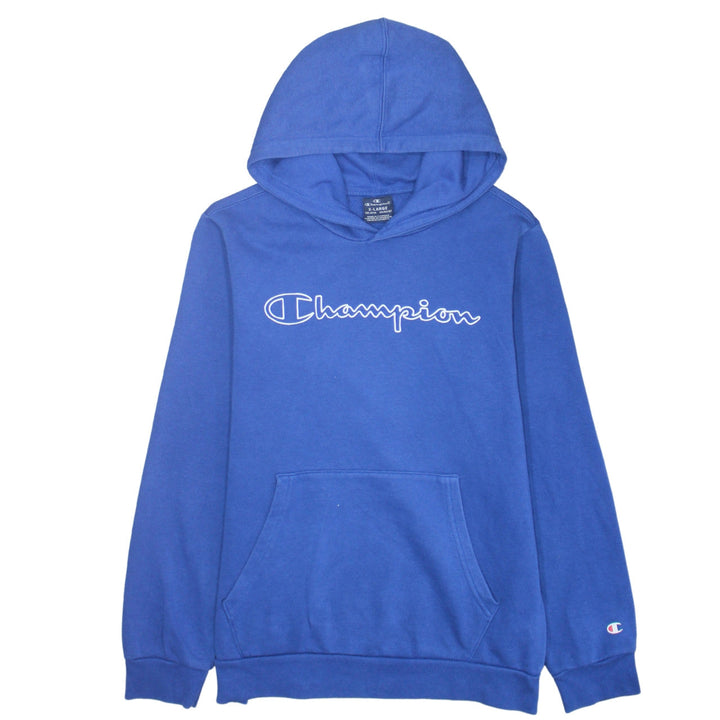 Champion Boys Blue Pullover Hoodie Size 13-14 Years Logo Fleece Sweatshirt