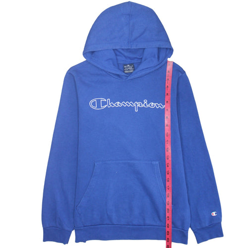 Champion Boys Blue Pullover Hoodie Size 13-14 Years Logo Fleece Sweatshirt