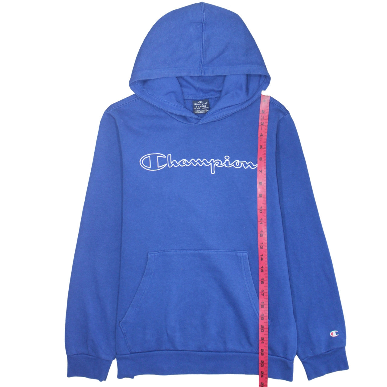 Champion Boys Blue Pullover Hoodie Size 13-14 Years Logo Fleece Sweatshirt