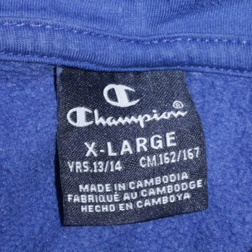 Champion Boys Blue Pullover Hoodie Size 13-14 Years Logo Fleece Sweatshirt