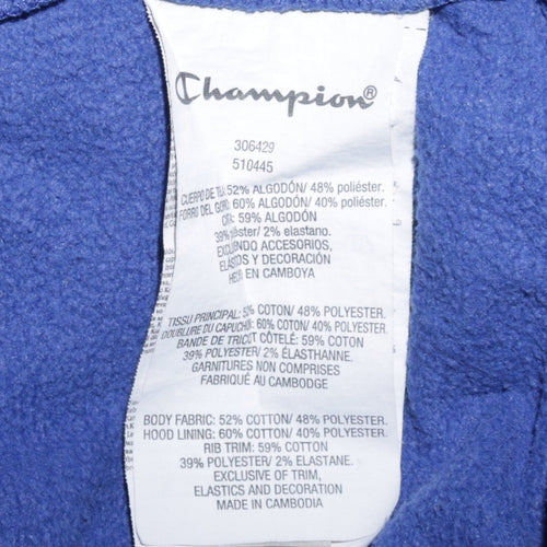 Champion Boys Blue Pullover Hoodie Size 13-14 Years Logo Fleece Sweatshirt