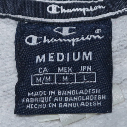 Champion Womens Grey Pullover Hoodie Medium Cotton Blend Logo