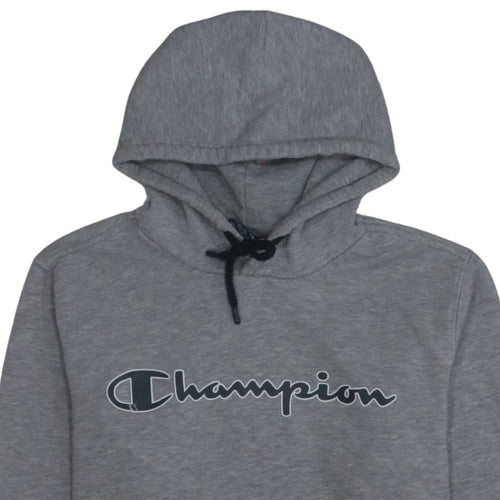 Champion Womens Grey Pullover Hoodie Medium Cotton Blend Logo
