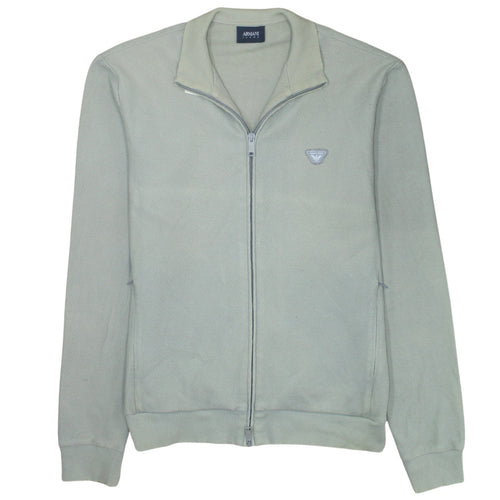 Armani Jeans Men's Grey Full Zip Collared Knit Jumper Size L