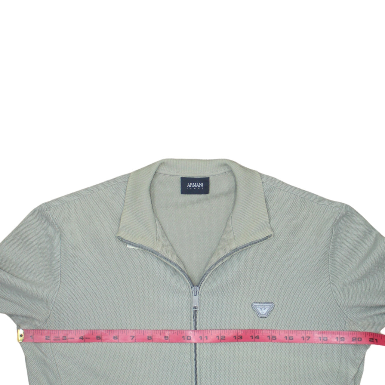 Armani Jeans Men's Grey Full Zip Collared Knit Jumper Size L