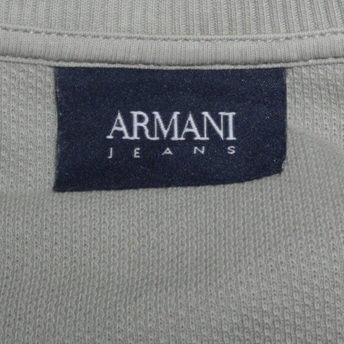 Armani Jeans Men's Grey Full Zip Collared Knit Jumper Size L