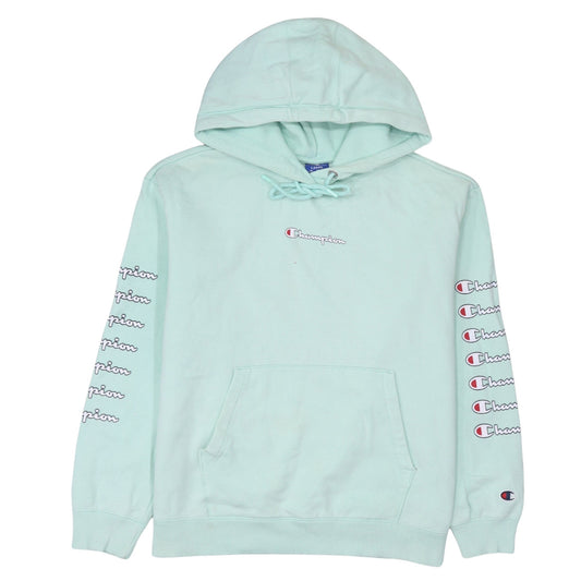 Champion Women Mint Green Large Pullover Hoodie with Logo Sleeves