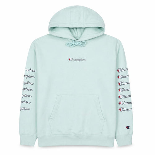 Champion Women Mint Green Large Pullover Hoodie with Logo Sleeves