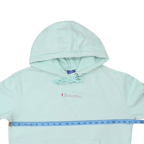 Champion Women Mint Green Large Pullover Hoodie with Logo Sleeves