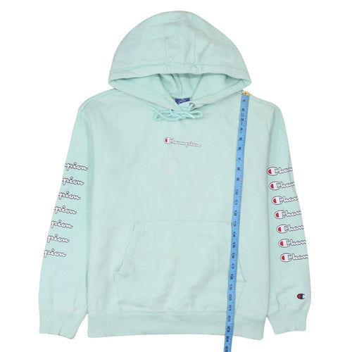 Champion Women Mint Green Large Pullover Hoodie with Logo Sleeves
