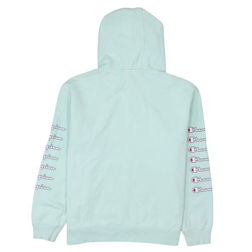 Champion Women Mint Green Large Pullover Hoodie with Logo Sleeves