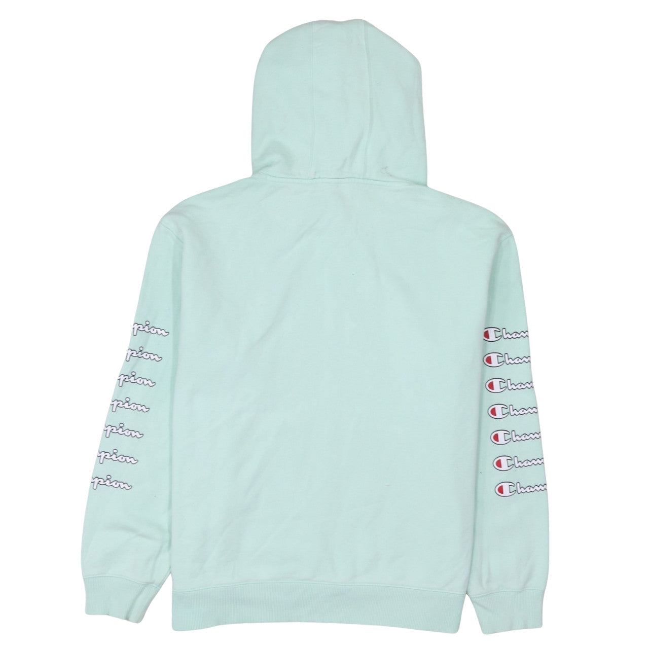 Champion Women Mint Green Large Pullover Hoodie with Logo Sleeves