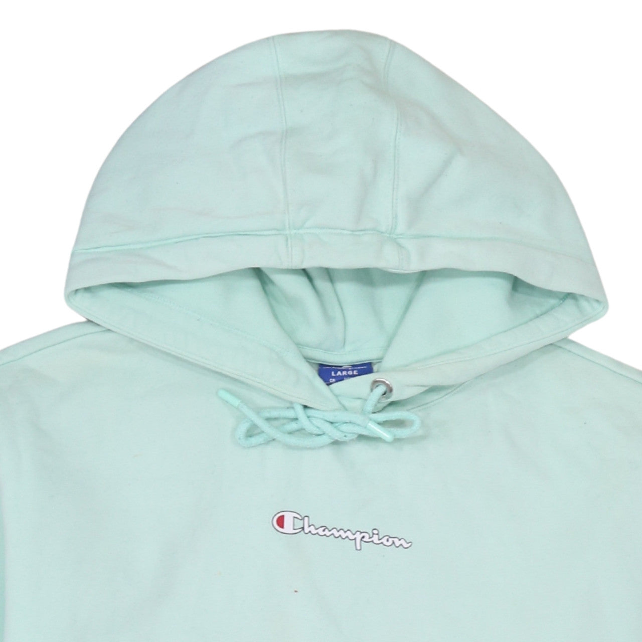 Champion Women Mint Green Large Pullover Hoodie with Logo Sleeves