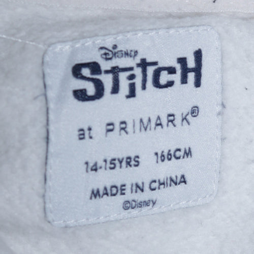 Disney Stitch Girls White Fleece 1/4 Zip Sweatshirt 14-15 Years Primark