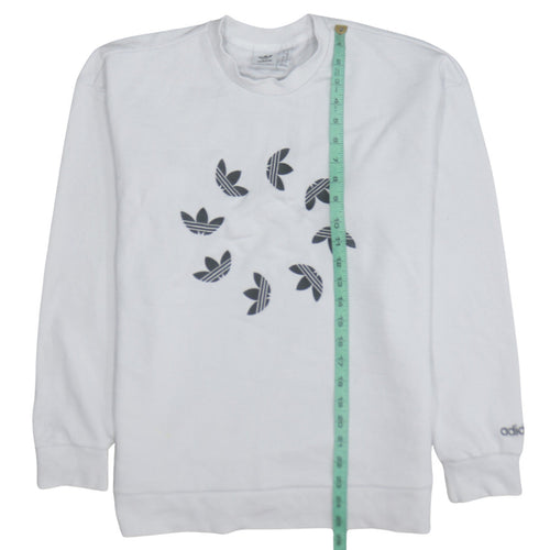 Adidas Womens White Crew Neck Pullover Sweatshirt Size 10 Cotton Blend