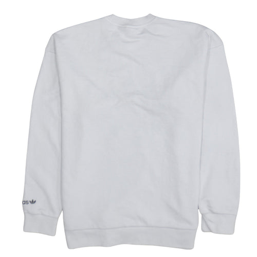 Adidas Womens White Crew Neck Pullover Sweatshirt Size 10 Cotton Blend
