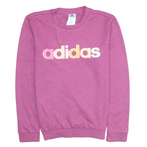 Adidas Womens Pink Logo Crew Neck Pullover Sweatshirt Size 12-14