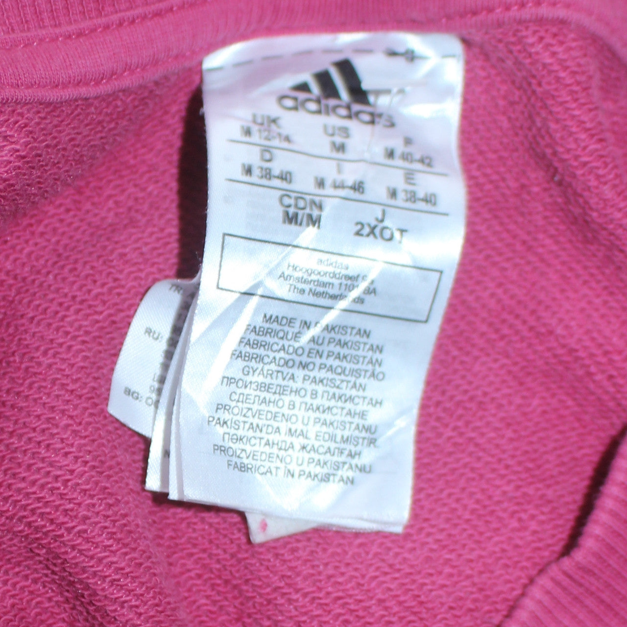 Adidas Womens Pink Logo Crew Neck Pullover Sweatshirt Size 12-14