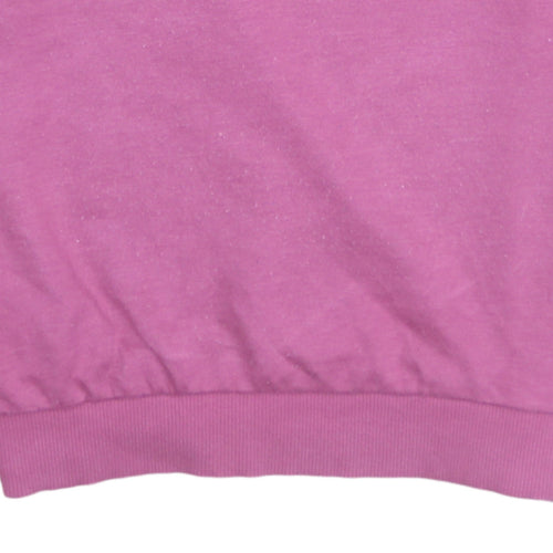 Adidas Womens Pink Logo Crew Neck Pullover Sweatshirt Size 12-14
