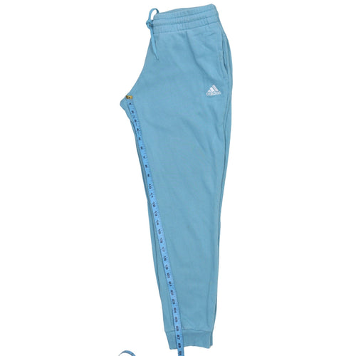 adidas Women Blue Jogger Trousers M Cotton Blend Elastic Waist