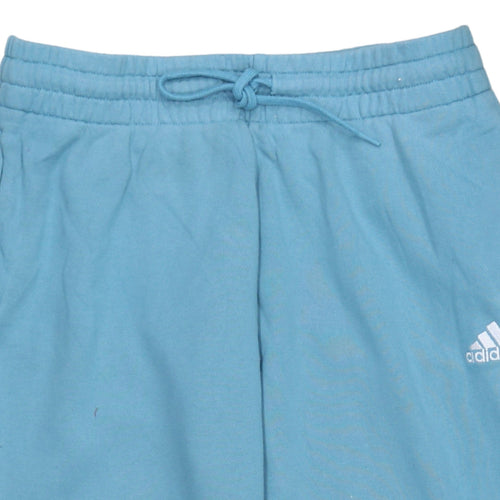 adidas Women Blue Jogger Trousers M Cotton Blend Elastic Waist
