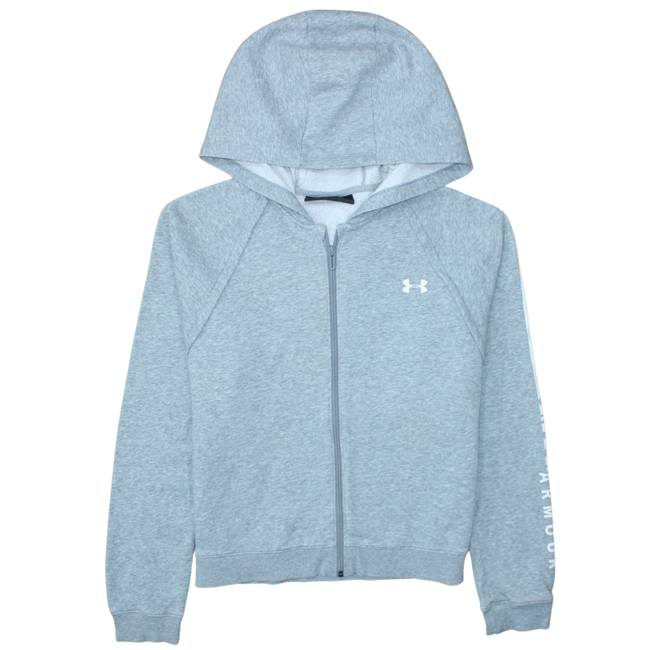 Under Armour Womens Grey Full Zip Hoodie Size L Loose Fit
