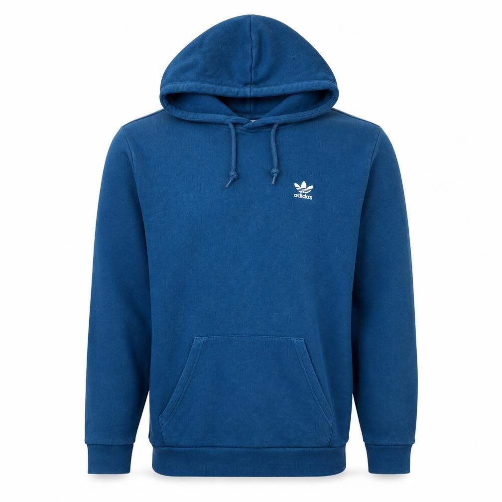 Front view of Adidas Men's Blue Pullover Hoodie S Regular Fit Logo Sportswear