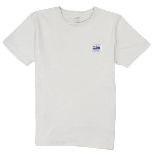 Lee Men's White Regular Fit Crew Neck Logo T-Shirt Size S