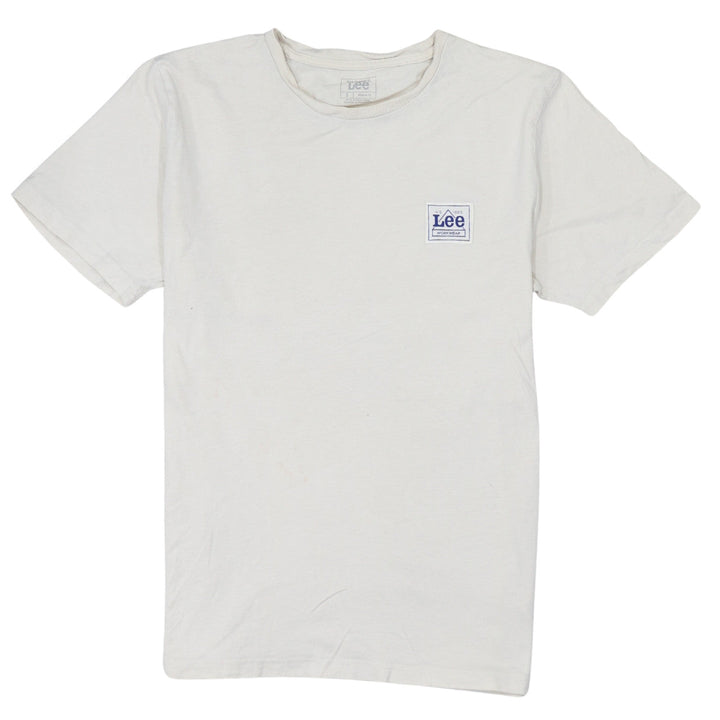 Lee Men's White Regular Fit Crew Neck Logo T-Shirt Size S