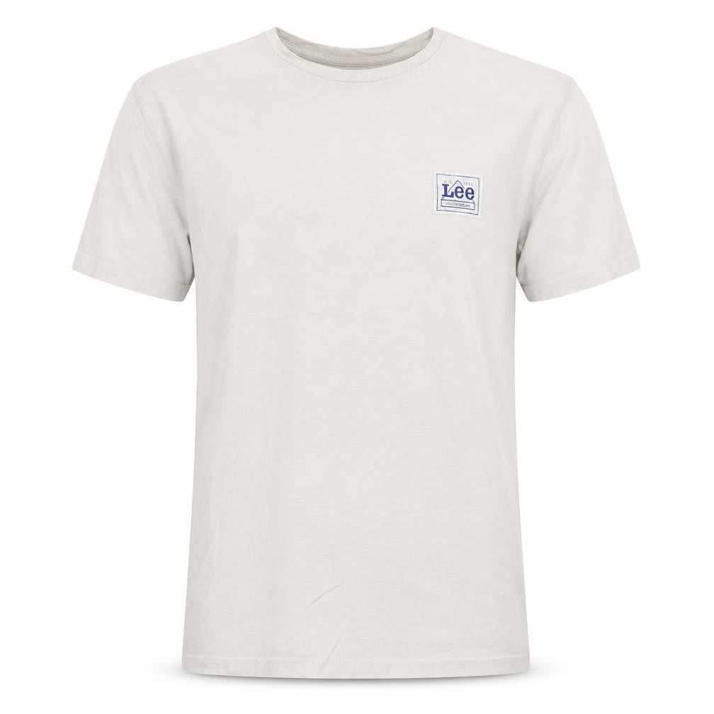 Front view of Lee Men's White Regular Fit Crew Neck Logo T-Shirt, size S