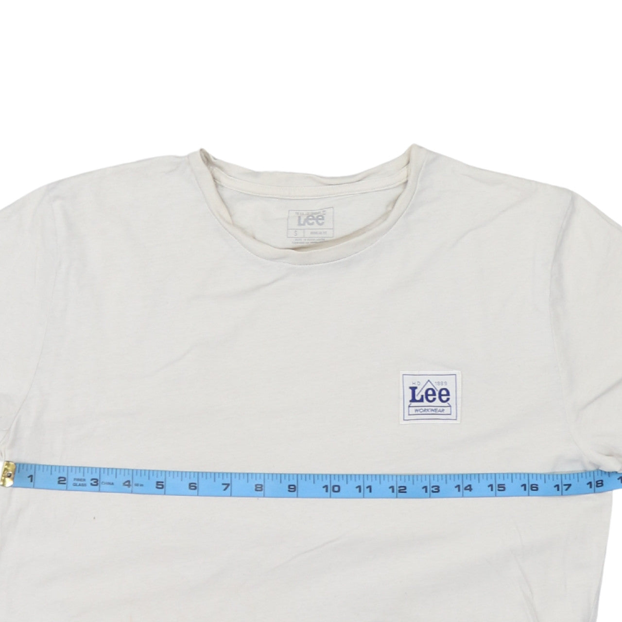 Lee Men's White Regular Fit Crew Neck Logo T-Shirt Size S