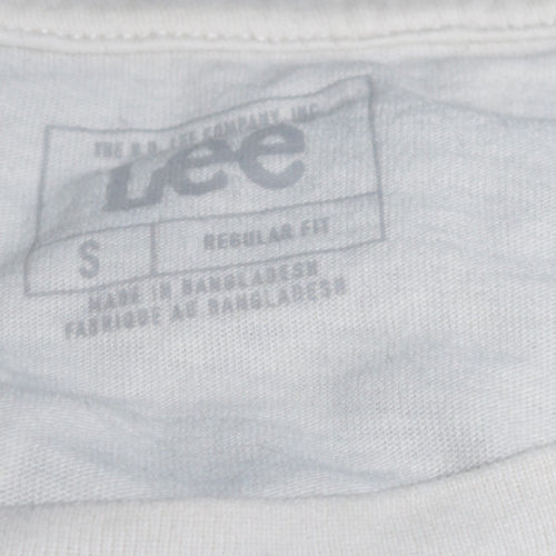 Lee Men's White Regular Fit Crew Neck Logo T-Shirt Size S