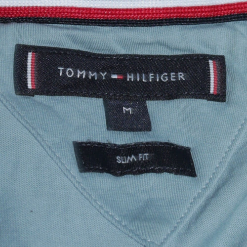 Tommy Hilfiger Men’s Blue Floral Logo Slim Fit Cotton T-Shirt Size M